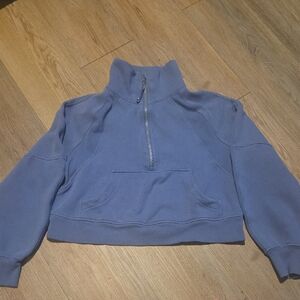lululemon athletica blue cropped half-zip sweatshirt